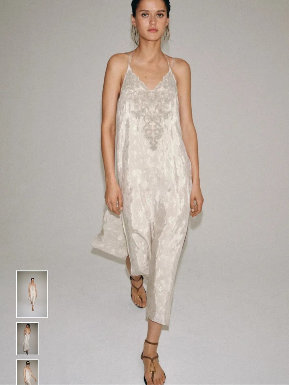PEARL GREY Lace-Detail Slip Dress